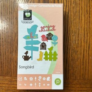 Cricut Songbird Font Cartridge full alphabet with shadow 50 bird on perch images